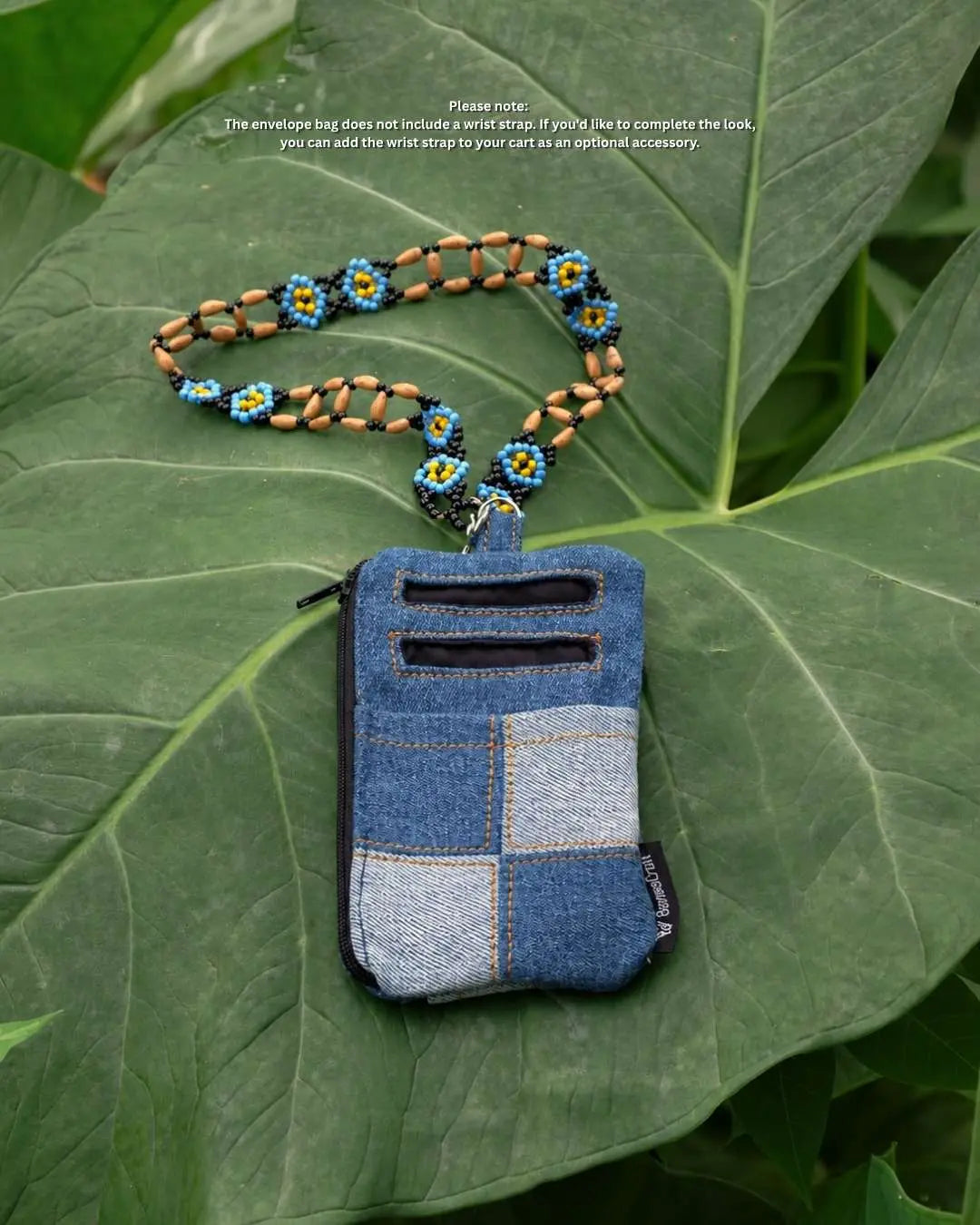 Overview of product with optional handmade beaded wrist strap