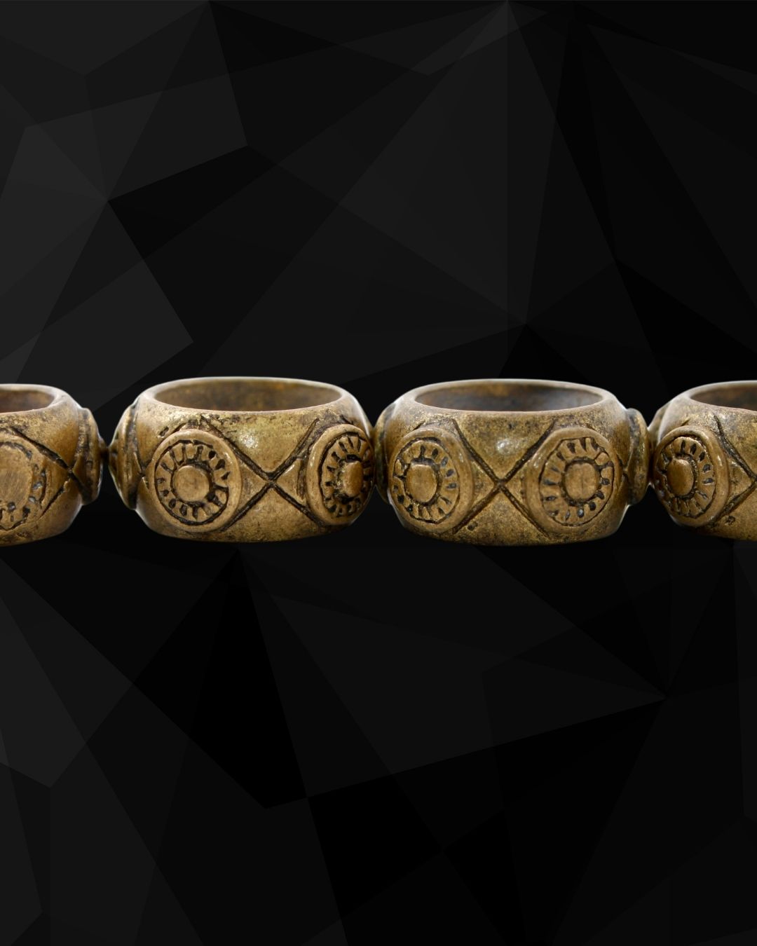 Brass bracelets with intricate patterns